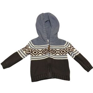 Baby Boy Zip-up Crochet Hooded Sweater